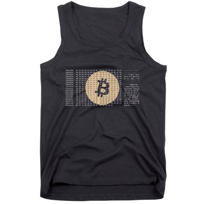 Bitcoin Satoshi Nakamoto Block Cryptocurrency Tank Top