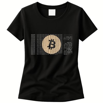 Bitcoin Satoshi Nakamoto Block Cryptocurrency Womens T-Shirt