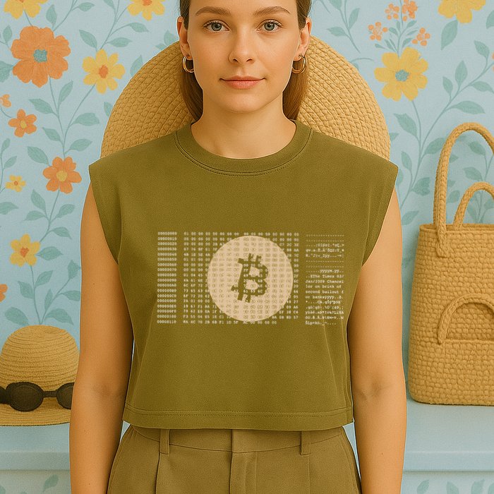 Bitcoin Satoshi Nakamoto Block Cryptocurrency Garment-Dyed Women's Muscle Tee