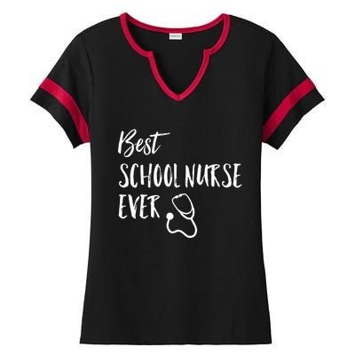 Best School Nurse Ever National School Nurse Day Great Gift Ladies Halftime Notch Neck Tee