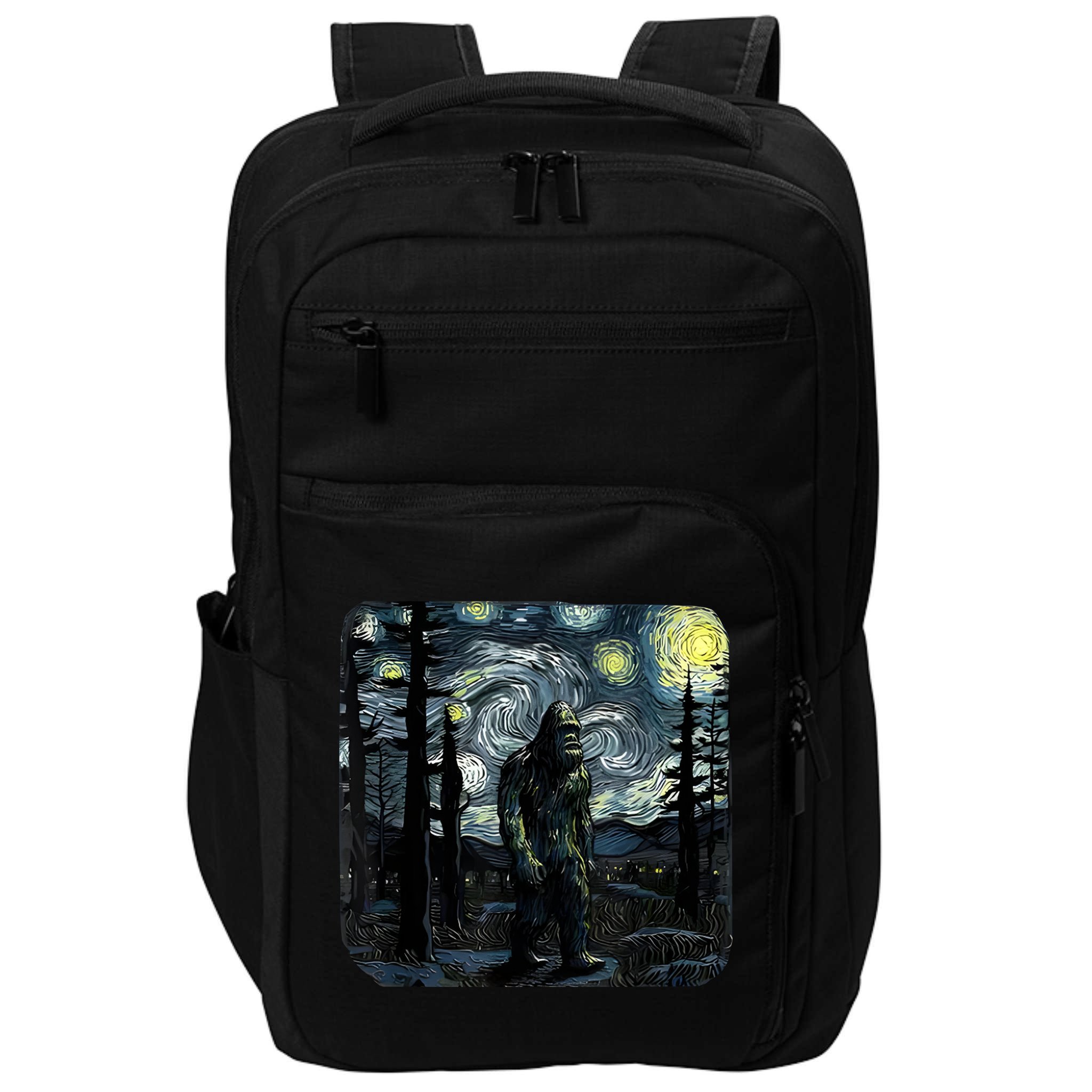 Bigfoot Starry Night Sasquatch Van Gogh Sky Painting Art Impact Tech Backpack