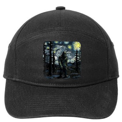 Bigfoot Starry Night Sasquatch Van Gogh Sky Painting Art 7-Panel Snapback Hat