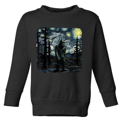 Bigfoot Starry Night Sasquatch Van Gogh Sky Painting Art Toddler Sweatshirt