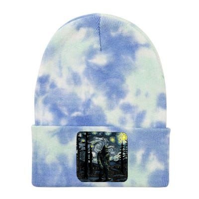 Bigfoot Starry Night Sasquatch Van Gogh Sky Painting Art Tie Dye 12in Knit Beanie