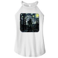 Bigfoot Starry Night Sasquatch Van Gogh Sky Painting Art Women’s Perfect Tri Rocker Tank