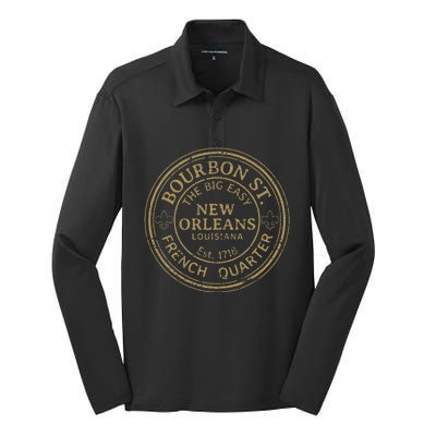 Bourbon Street New Orleans French Quarter Silk Touch Performance Long Sleeve Polo