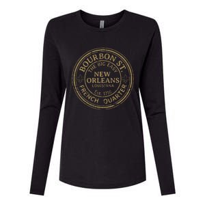 Bourbon Street New Orleans French Quarter Distressed Womens Cotton Relaxed Long Sleeve T-Shirt