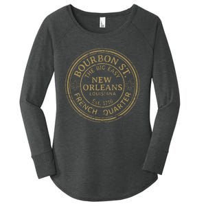 Bourbon Street New Orleans French Quarter Distressed Women's Perfect Tri Tunic Long Sleeve Shirt