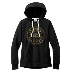 Bourbon Street New Orleans French Quarter Distressed Women's Fleece Hoodie