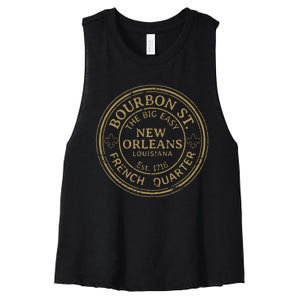 Bourbon Street New Orleans French Quarter Distressed Women's Racerback Cropped Tank