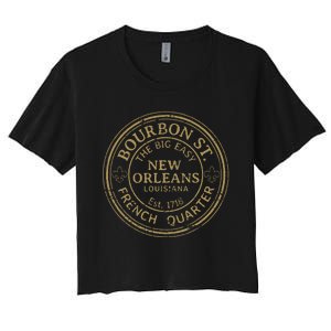 Bourbon Street New Orleans French Quarter Distressed Women's Crop Top Tee