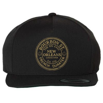 Bourbon Street New Orleans French Quarter Distressed Wool Snapback Cap