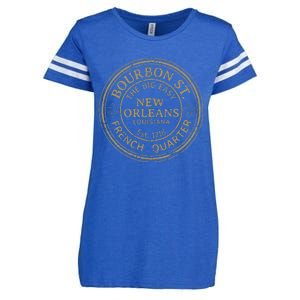 Bourbon Street New Orleans French Quarter Distressed Enza Ladies Jersey Football T-Shirt