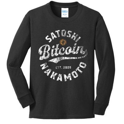 Bitcoin Satoshi Nakamoto Est 2009 Crypto Blockchain Wallet Kids Long Sleeve Shirt