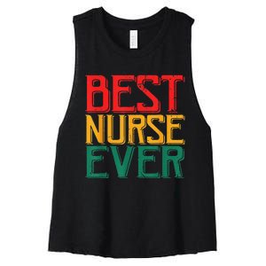 Black Strong Nurse Afro Love Melanin African American Women's Racerback Cropped Tank