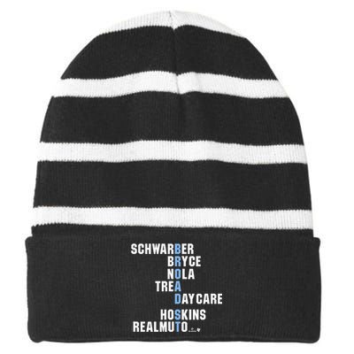 Broad St Names Philadelphia Baseball Striped Beanie with Solid Band