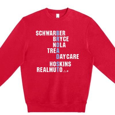 Broad St Names Philadelphia Baseball Premium Crewneck Sweatshirt