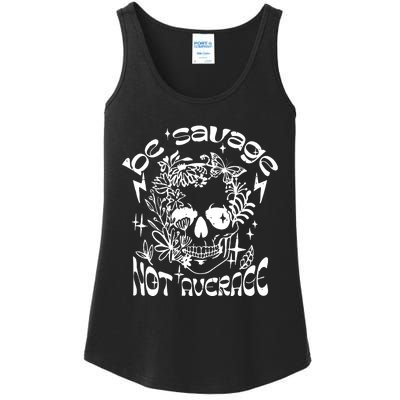 Be Savage Not Average Boho Self Love Adult Humor Positive Aesthetic Skeleton Ladies Essential Tank