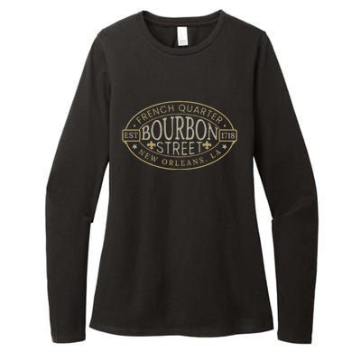 Bourbon Street New Orleans French Quarter Louisiana Est 1718 Womens CVC Long Sleeve Shirt