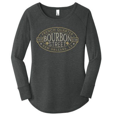 Bourbon Street New Orleans French Quarter Louisiana Est 1718 Women's Perfect Tri Tunic Long Sleeve Shirt