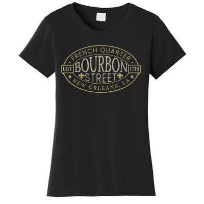 Bourbon Street New Orleans French Quarter Louisiana Est 1718 Women's T-Shirt