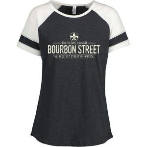 Bourbon Street New Orleans Louisiana Distressed Enza Ladies Jersey Colorblock Tee