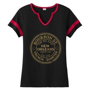 Bourbon Street New Orleans French Quarter Distressed Ladies Halftime Notch Neck Tee