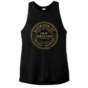 Bourbon Street New Orleans French Quarter Distressed Ladies PosiCharge Tri-Blend Wicking Tank