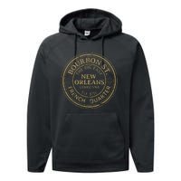 Bourbon Street New Orleans French Quarter Distressed Performance Fleece Hoodie