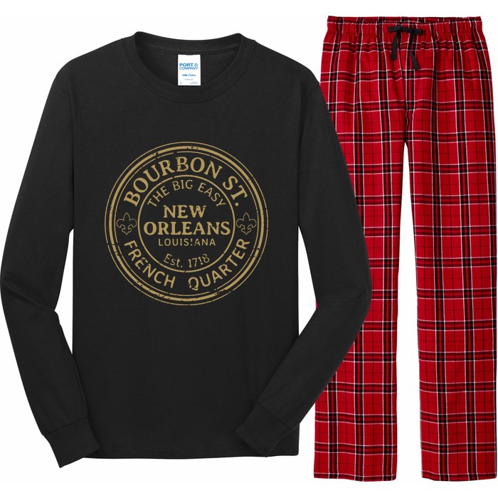 Bourbon Street New Orleans French Quarter Distressed Long Sleeve Pajama Set