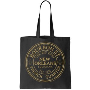 Bourbon Street New Orleans French Quarter Distressed Tote Bag