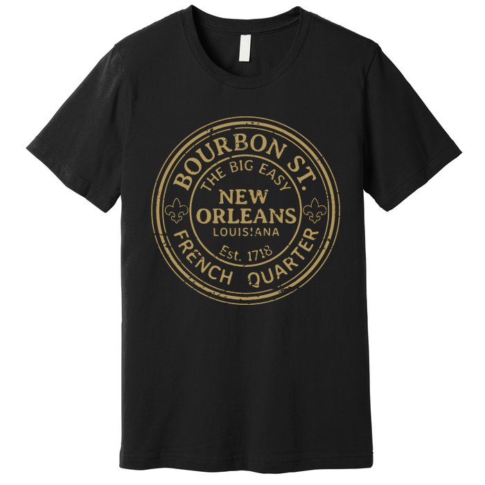 Bourbon Street New Orleans French Quarter Distressed Premium T-Shirt