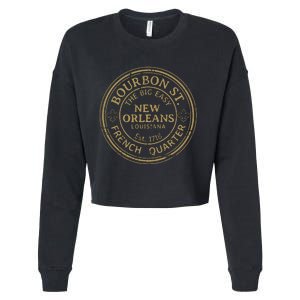 Bourbon Street New Orleans French Quarter Distressed Cropped Pullover Crew