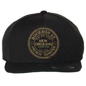 Bourbon Street New Orleans French Quarter Distressed Wool Snapback Cap