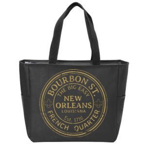 Bourbon Street New Orleans French Quarter Distressed Zip Tote Bag