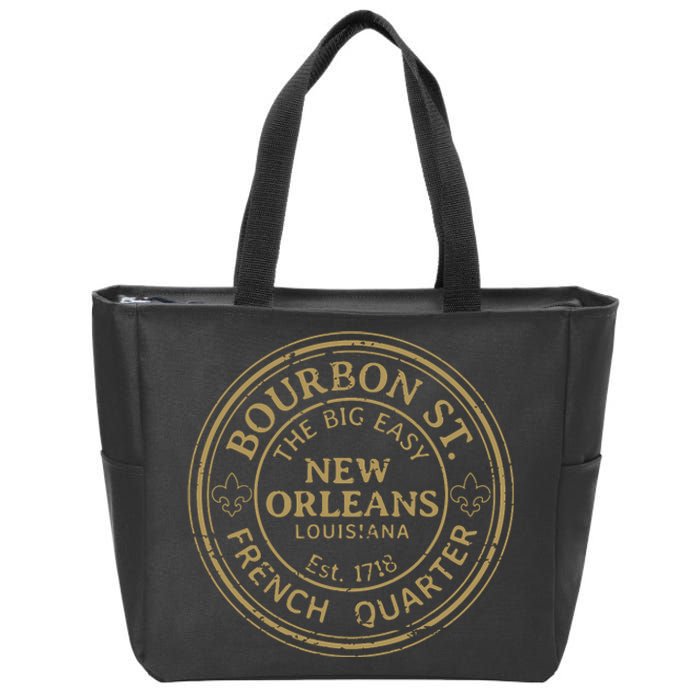 Bourbon Street New Orleans French Quarter Distressed Zip Tote Bag