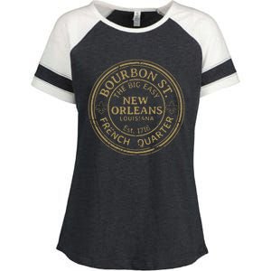 Bourbon Street New Orleans French Quarter Distressed Enza Ladies Jersey Colorblock Tee