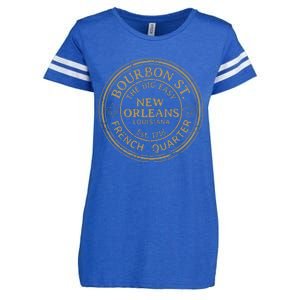 Bourbon Street New Orleans French Quarter Distressed Enza Ladies Jersey Football T-Shirt