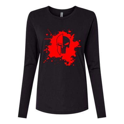 Blood Skull Of Spartan Gym Training Top Womens Cotton Relaxed Long Sleeve T-Shirt