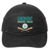 Baseball Strikeout Ovarian Cancer Teal Ribbon Awareness 7-Panel Snapback Hat