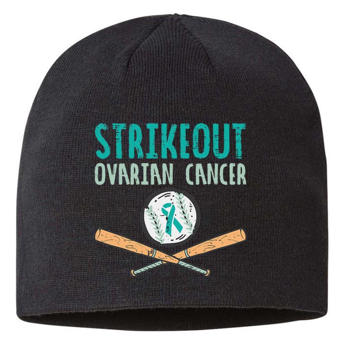 Baseball Strikeout Ovarian Cancer Teal Ribbon Awareness Sustainable Beanie