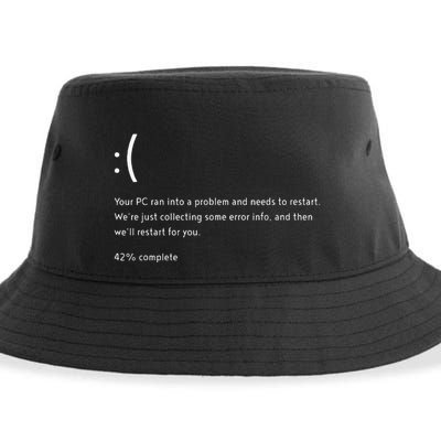 Blue Screen Of Death Bsod Crowdstrike It Outage Bug Meme Sustainable Bucket Hat