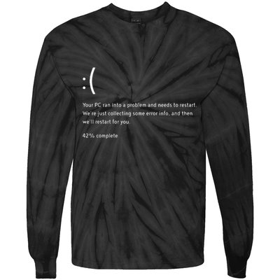 Blue Screen Of Death Bsod Crowdstrike It Outage Bug Meme Tie-Dye Long Sleeve Shirt