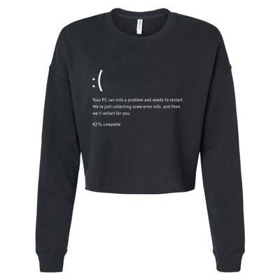 Blue Screen Of Death Bsod Crowdstrike It Outage Bug Meme Cropped Pullover Crew