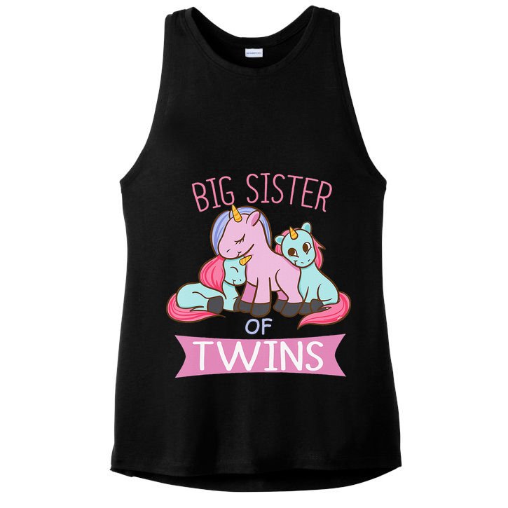 Big Sister of Twins Unicorn Twin Ladies PosiCharge Tri-Blend Wicking Tank