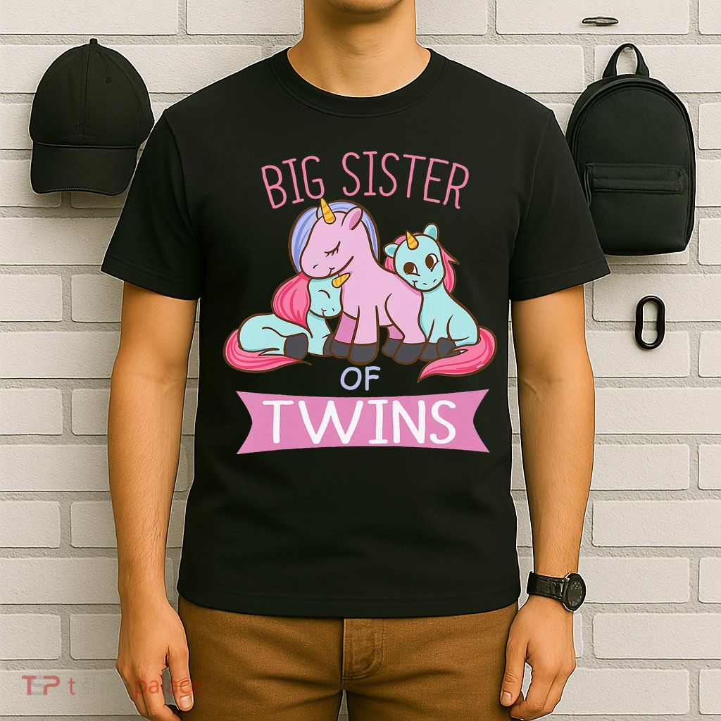 Big Sister of Twins Unicorn Twin T-Shirt