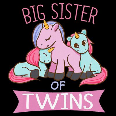 Big Sister of Twins Unicorn Twin T-Shirt