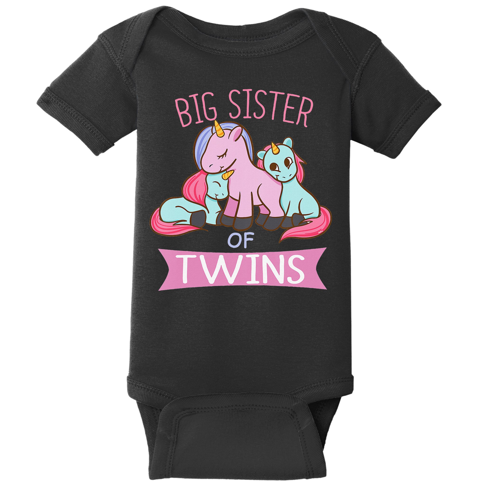Big Sister of Twins Unicorn Twin Baby Bodysuit