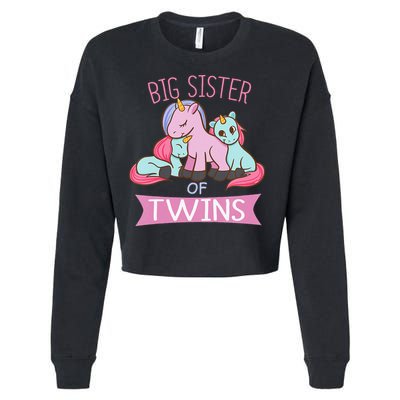 Big Sister of Twins Unicorn Twin Cropped Pullover Crew