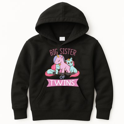 Big Sister of Twins Unicorn Twin Kids Hoodie